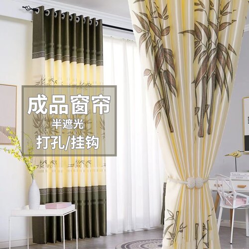 2024新款复古风格窗帘成品个性简约现代遮光客厅卧室半帘门帘