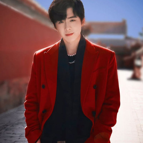 大红色仿羊绒大衣男中长款秋冬季