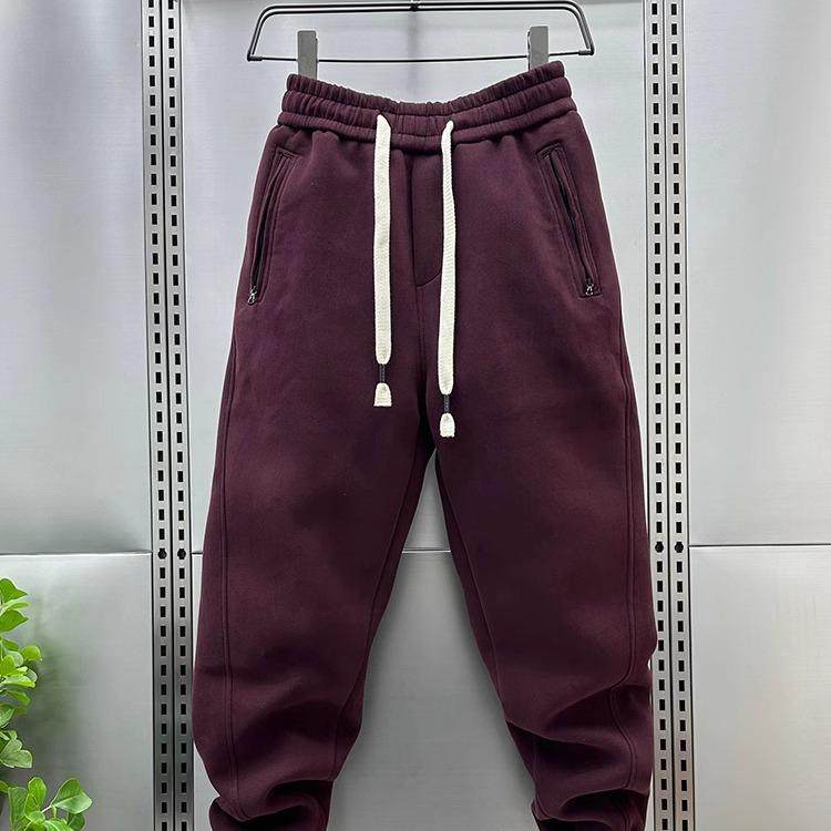 秋冬男士口袋拉链加绒加厚卫裤百搭纯色束脚休闲裤宽松抽绳哈伦裤,男装,休闲裤,淘宝优惠券,粉丝福利购,淘宝优惠卷