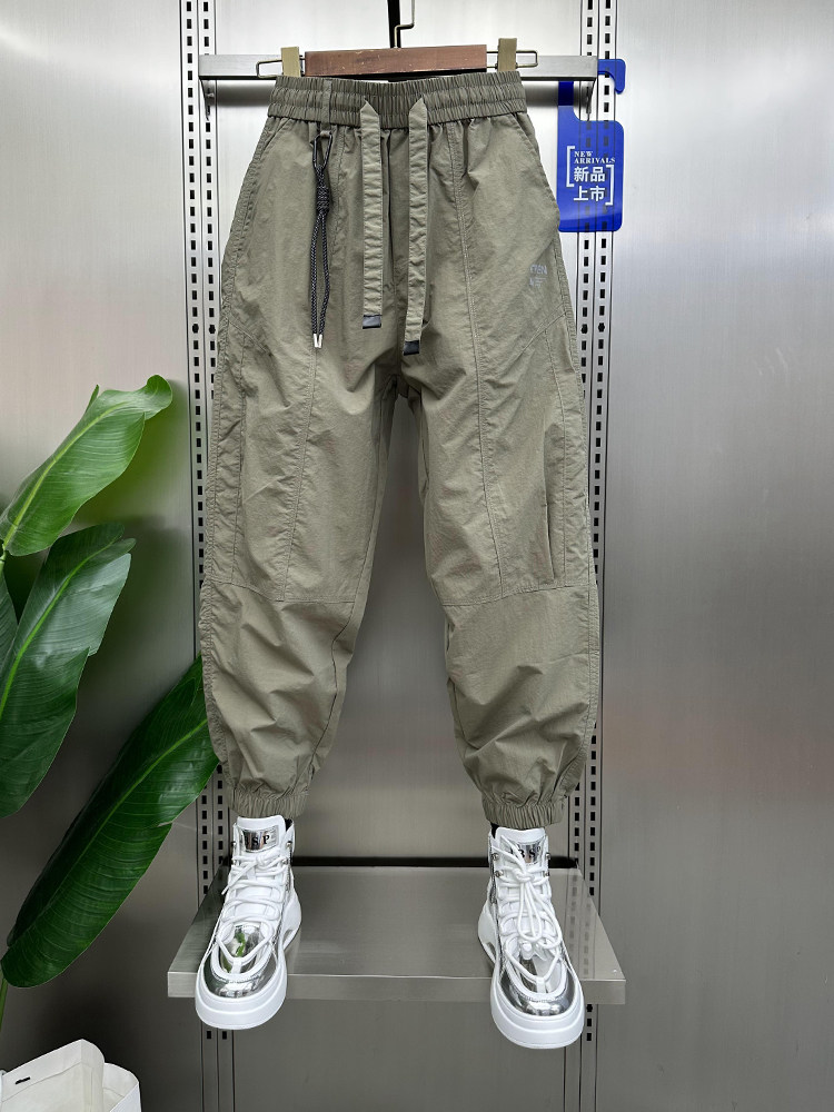 夏季薄款速干裤潮流宽松男裤子九分裤休闲裤冰丝运动哈伦休闲裤男