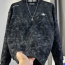 晕染刺绣圆领长袖秋季新款加绒卫衣男士百搭潮流美式帅气休闲上衣