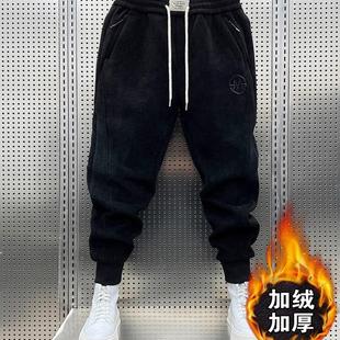 烫印条绒卫裤 痞帅秋冬新款 潮牌束脚时尚 男士 灯芯绒加绒加厚休闲裤