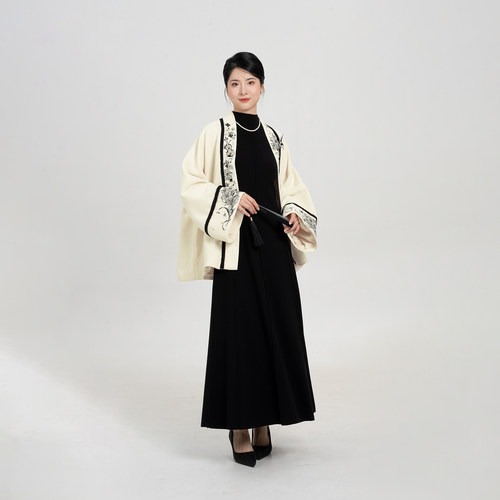 织造司[叙情诗]日常新中式国风对襟外套刺绣上衣无袖针织连衣裙女