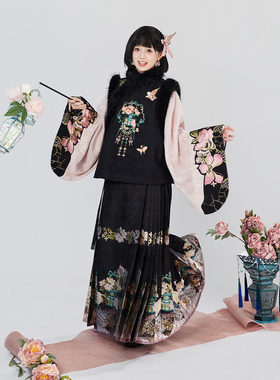 织造司[晴蓉暖翠]原创明制汉服交领琵琶袖马面裙旗袍马甲秋冬套装