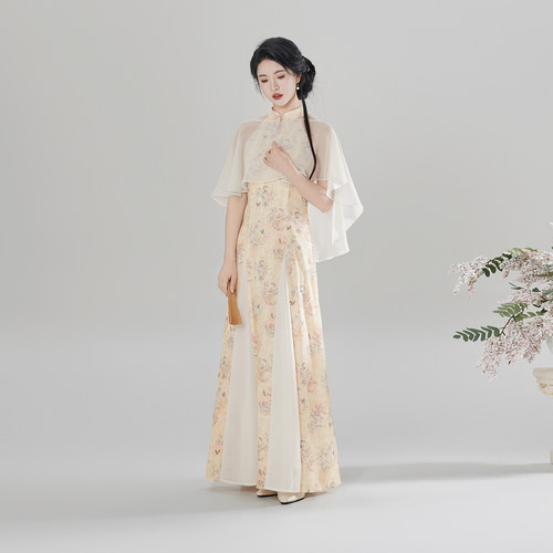 织造司[沁岚]新中式双面穿披肩早春漂亮无袖连衣裙女夏2026新款裙