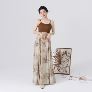 现货兰亭茯苓织造司原创汉服氛围感新中式 拼纱外套松紧吊带连衣裙