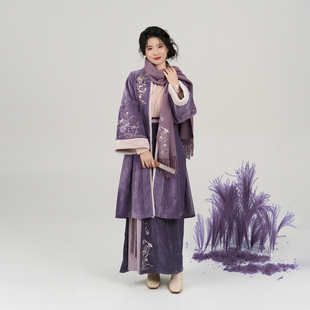 织造司[苍兰燕子]原创宋制汉服秋冬亲肤保暖绣花褙子交领衫旋裙女
