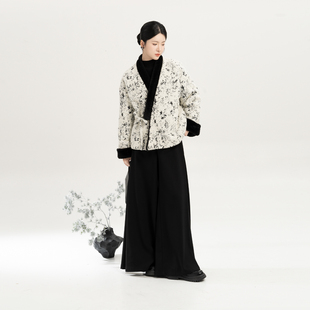 双面穿交领外套上衣女仿兔毛绒面秋冬保暖棉衣 新中式 织造司 银淞