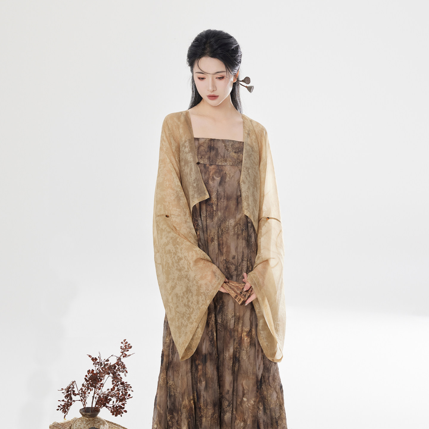 织造司[棕榈木]新中式改良法门寺外套齐胸吊带连衣裙子女改良汉服