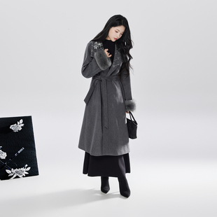 织造司[叙暮]新中式灰色大衣女士外套上衣冬天配大衣的裙子连衣裙