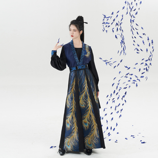 现货织造司剑网3联名华服[飒翎银竹]唐门织金汉服汉元素破裙女