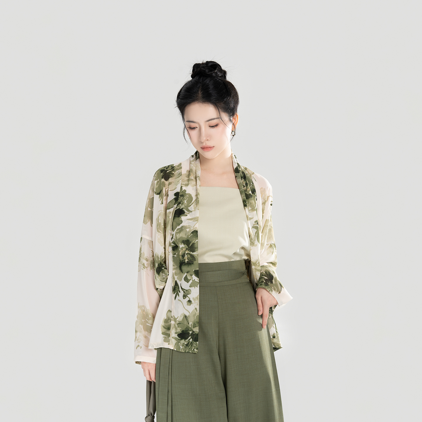 织造司[春草色]宋制汉服飞机袖吊带宋抹改良宋裤阔腿裤女2025新款