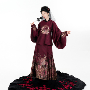 织造司[永夜玫瑰]原创明制汉服琵琶袖圆领短袄交领衫妆花马面裙女