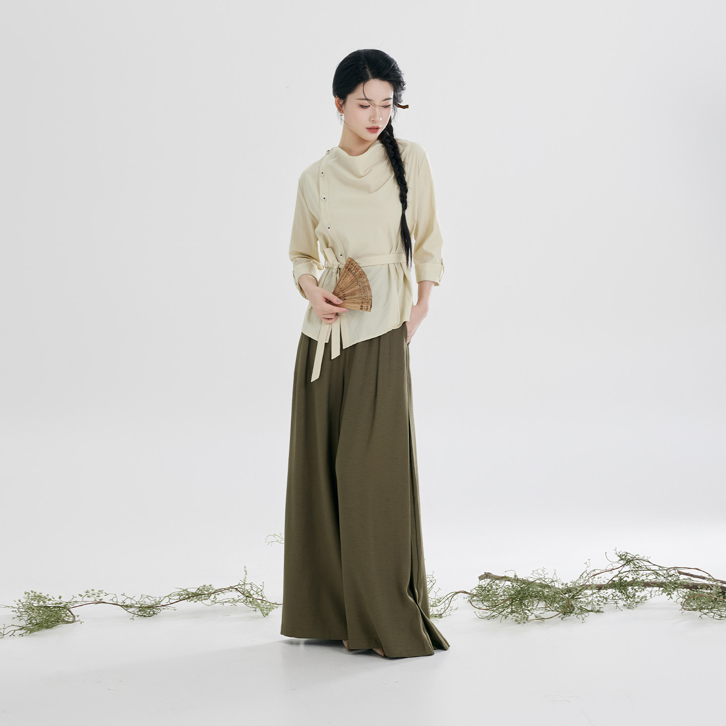 织造司[含章]新中式荡领衬衫上衣设计感小众女改良汉服宋裤阔腿裤