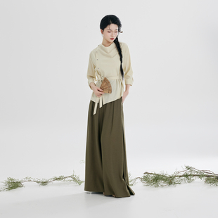织造司[含章]新中式荡领衬衫上衣设计感小众女改良汉服宋裤阔腿裤