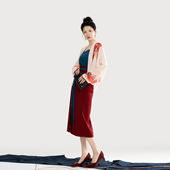 百搭宋抹一片式 原创宋制汉服暗纹飞机袖 七分旋裙女 赤凌霄 织造司