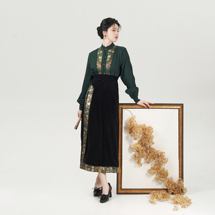 素旋裙半身裙 宋制汉元 花溢织造司原创汉服立领对襟改良弓袋袖 衬衫