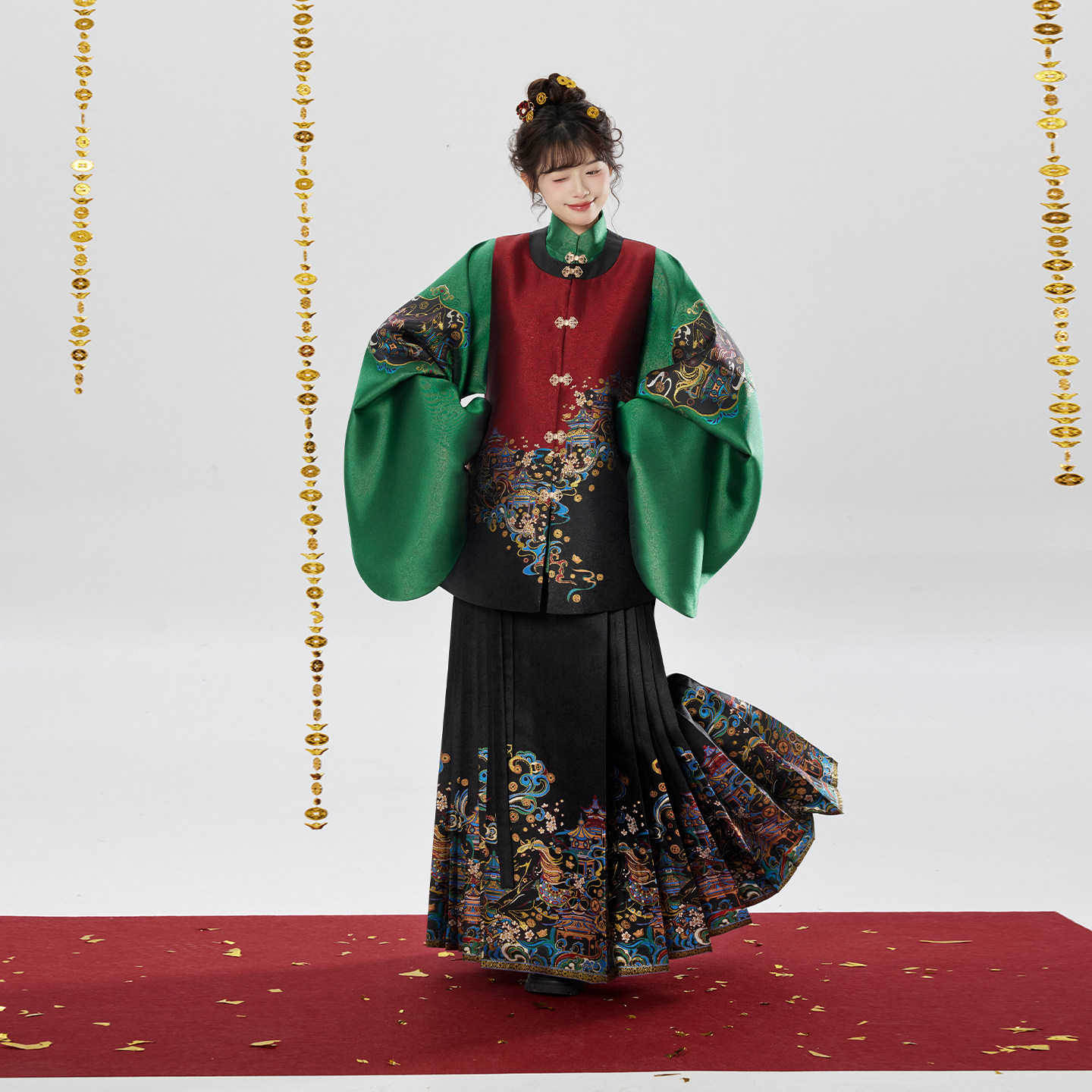 织造司[马到钱来]原创明制汉服圆领比甲立领琵琶袖马面裙套装日常,女装/女士精品,汉服套装,淘宝优惠券,粉丝福利购,淘宝优惠卷