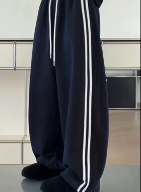 现货诗歌兰女装2025冬款 25-1077运动美式侧条纹校裤加绒休闲卫裤