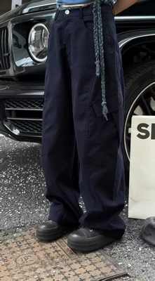 现货诗歌兰女装2025秋款25-767中性风潮流简约麻绳休闲裤工装裤女