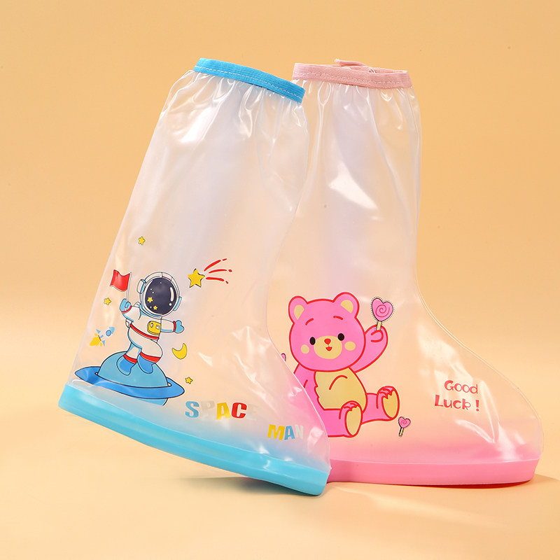 儿童高筒雨鞋套防水防滑透明卡通学生上学专用雨靴男女童防雨脚套