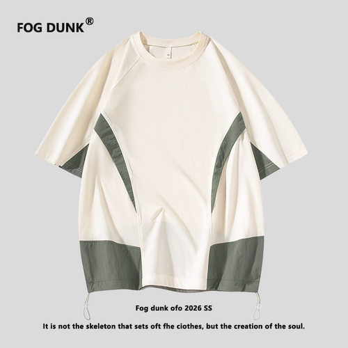 FOG DUNK撞色拼接短袖T恤男宽松速干美式机能风上衣
