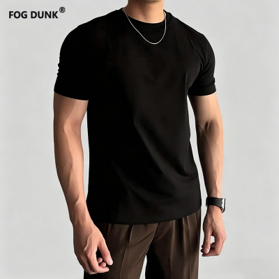 FOG DUNK夏季新款260克重磅正肩短袖针织棉圆领修身百搭纯色T恤