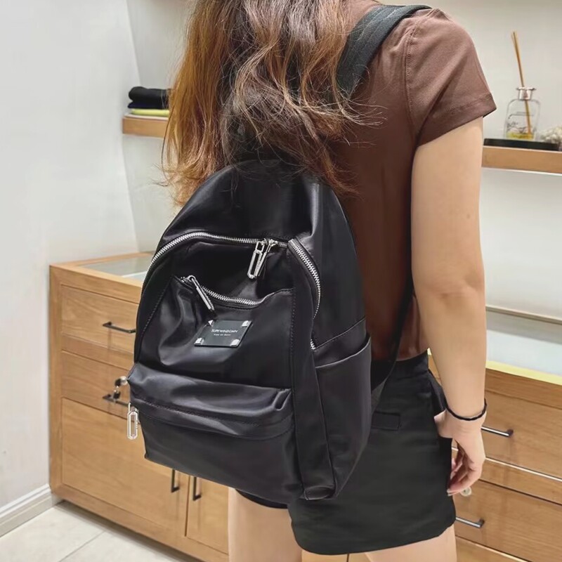 玛璐玛咔双肩包女韩版黑色休闲高级感牛津布大容量旅行背包男书包