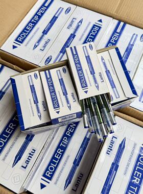 日常必买！出口外单！0.5mm直液式蓝色签字笔办公中性笔 12支装