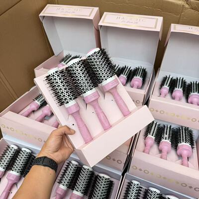 外网售折合RMB300+！出口外单~纳米陶瓷卷发梳按摩美发梳 3把套装