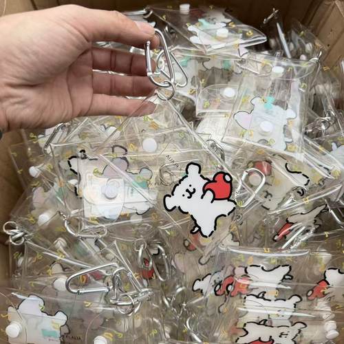 人手N个！可爱ins透明钥匙包便携随身口红耳机收纳零钱卡包可悬挂