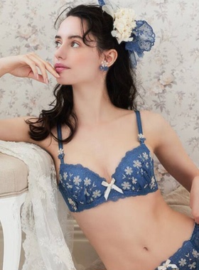 第三件免单RisaMagli优丽娜娜聚拢文胸蓝色女内衣2型圆盘浅杯412