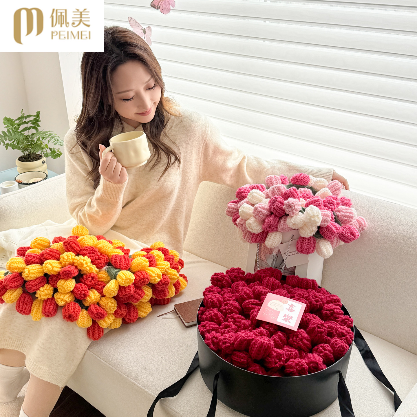 新款玫瑰花束毯多功能毛毯盖毯精美生日节日礼品保暖单人款圆形毯