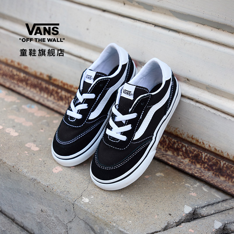 Vans范斯童鞋官方 Brooklyn LS Slip-On黑色一脚蹬小童板鞋