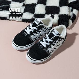 官方 黑白棋盘格加绒小童帆布鞋 Ward on美式 Slip Vans范斯童鞋