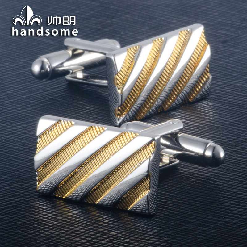 商务男士袖扣领带夹套装金银双色袖钉正装百搭法式衬衫扣送礼盒装
