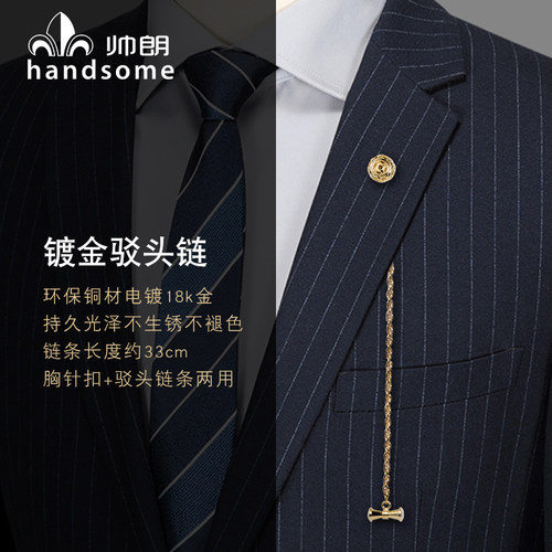 驳头镀金男士西服送礼盒装胸针
