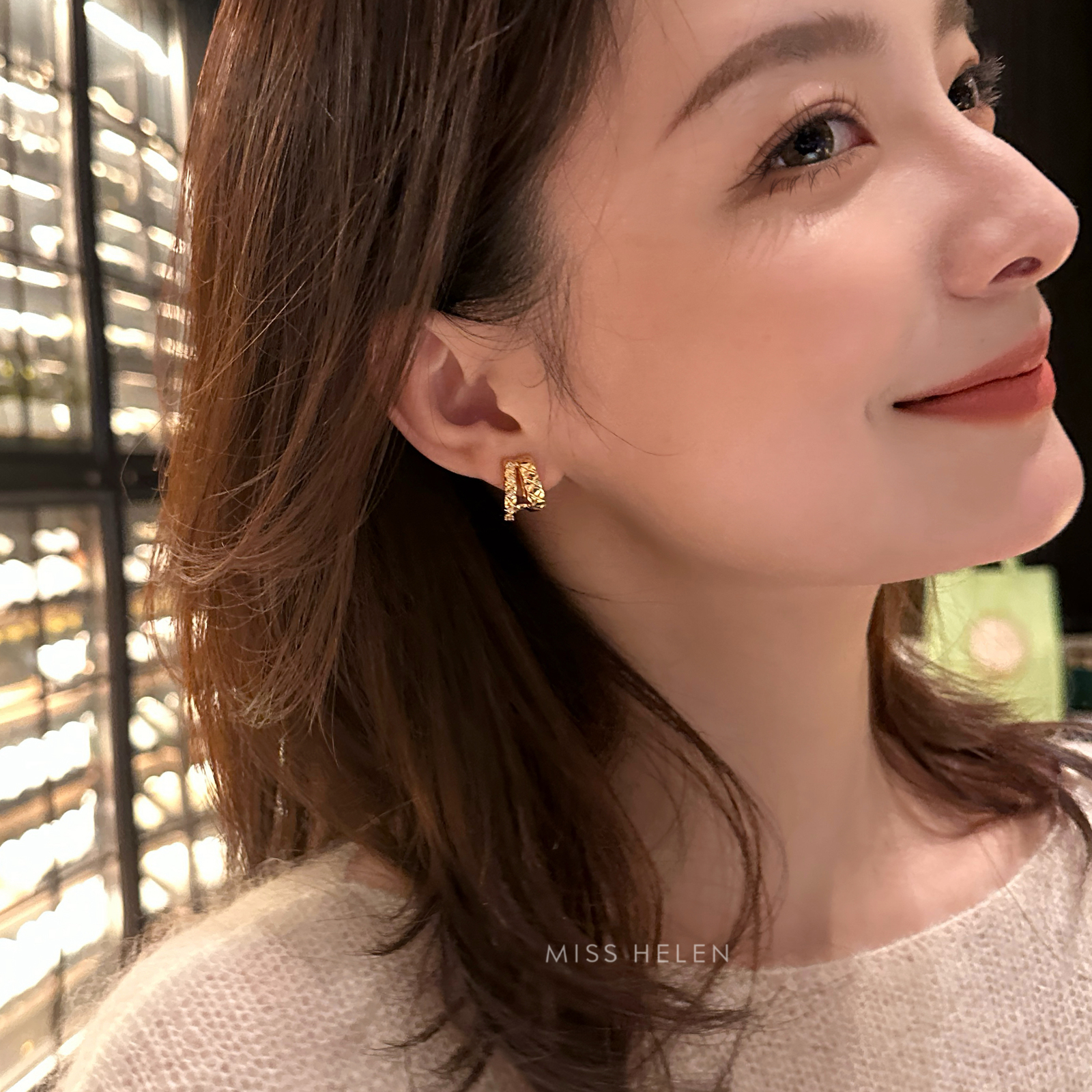 高级感纯银耳环耳圈潮时尚小众