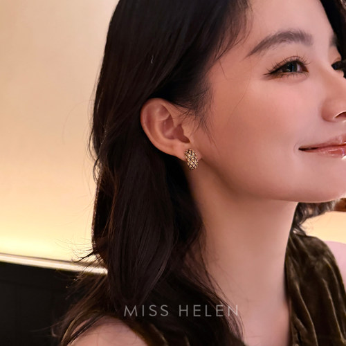MISS HELEN菠萝包 耳钉女无痛耳夹耳环通勤百搭高级感生日礼物