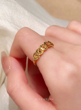 Miss Helen碎冰冰五帝币」S925银戒指女轻奢气质通勤2025新款夏季