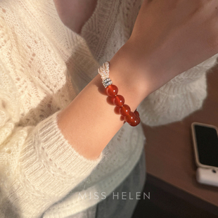 MISS 惊鸿红玛瑙珍珠拼接手链天然手串手环女送闺蜜礼物 HELEN