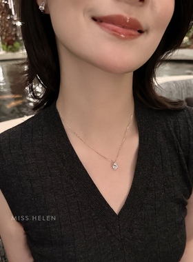 MISS HELEN「缪斯水滴」S925银闪耀锆石项链女气质简约通勤锁骨链
