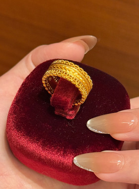 3/23 20点新品95折 花丝腰缠万贯沙金戒指经典简约设计百搭轻奢