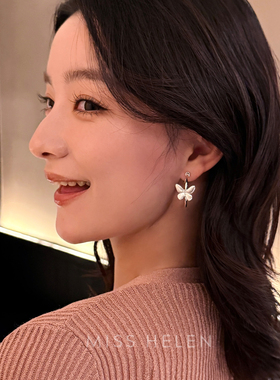 MISS HELEN冷蝶耳圈 耳钉女无痛耳夹轻奢小众蝴蝶设计通勤百搭