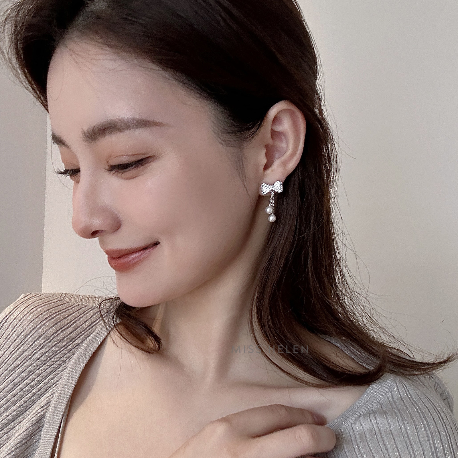 水晶珍珠少女S925银新品微镶锆石