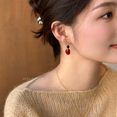MISS 无耳洞蚊香盘耳饰冬季 HELEN 红石榴」耳钉耳夹女文艺范新款