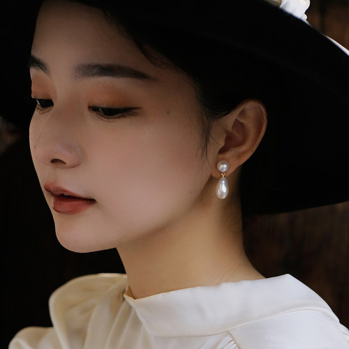 赫本风天然珍珠无耳洞蚊香盘耳夹