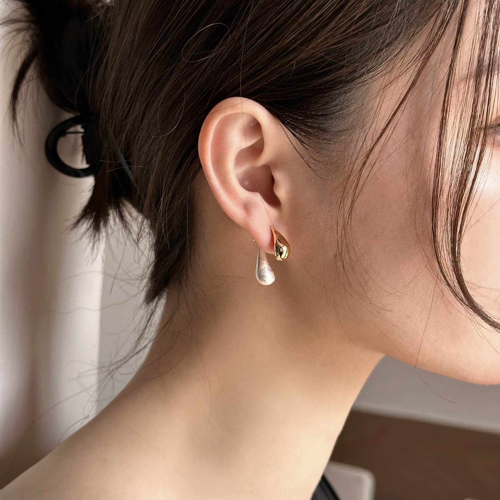 前后金银勺耳钉蚊香盘个性耳饰女