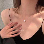 MISS HELEN简约颈链合成锆石项链女925银路路通生日礼物单颗珍珠