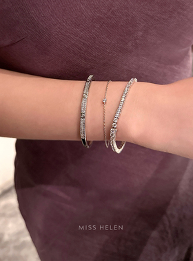 MISS HELEN满天星」锆石手镯女高保色窄版气质精致轻奢手环送礼物